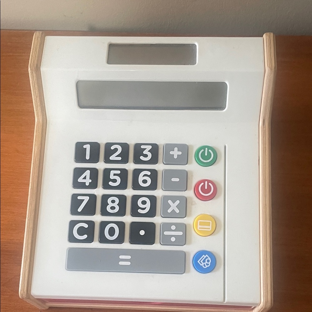 Wooden Ikea  Toy Cash Register with Colorful Buttons